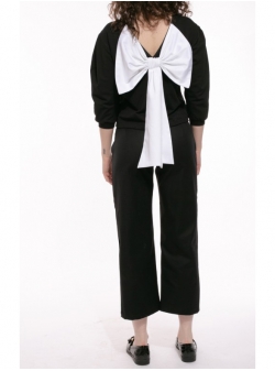 Black cotton trousers with contrasting seams Iheart
