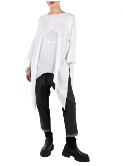 White asymmetric blouse with sparkles Una-i Luna