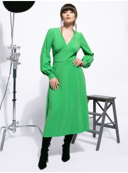 Green viscose dress Larisa Dragna
