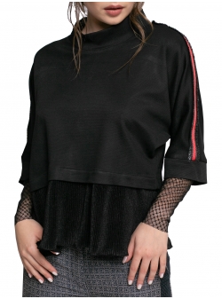 Black blouse with waist frill Larisa Dragna