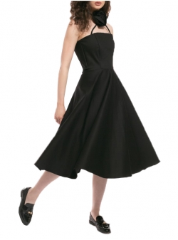 Black midi dress with flower Iheart
