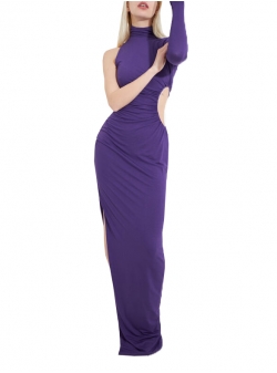 One sleeved purple maxi dress Concepto