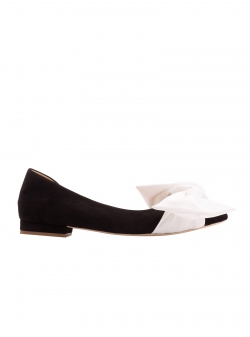 Black suede flats with bow Ginissima