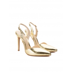 Pantofi aurii din piele texturata Ginissima