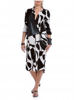 Black and white viscose shirt dress Entino