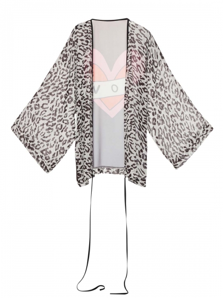 Kimono din voal cu imprimeu Love Affair Parlor