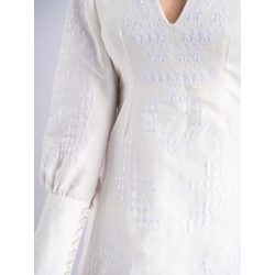 White linen dress with embroidery Iva White Ivana