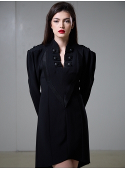 Black mini dress with oversized shoulders Florentina Giol
