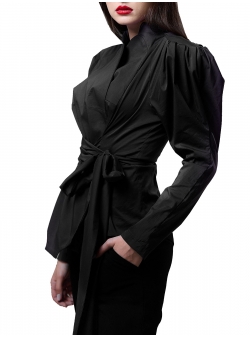 Black cotton shirt with oversized shoulders Florentina Giol