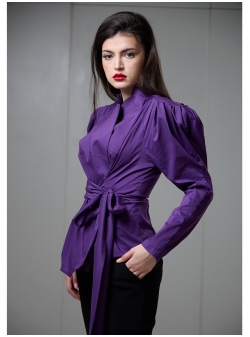Purple cotton shirt with oversized shoulders Florentina Giol