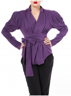 Purple cotton shirt with oversized shoulders Florentina Giol