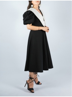 Black cotton dres with oversized collar Iheart