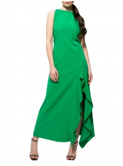 Green maxi cotton dress Larisa Dragna