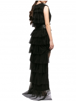 Black asymmetric dress with frills Larisa Dragna