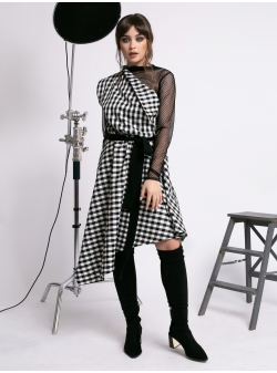 Asymmetric checkered dress Larisa Dragna