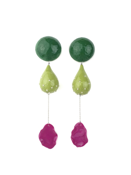 Statement earrings Green Magenta Maria Filipescu