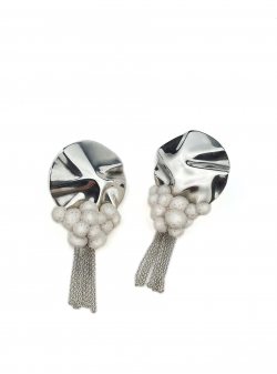 Earrings Coral White Small Chains Maria Filipescu