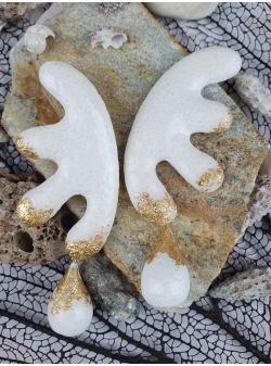Cercei Coral White Gold Big Drops Maria Filipescu