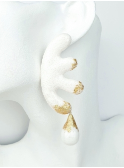 Earrings Coral White Gold Big Drops Maria Filipescu