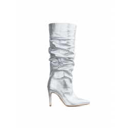 Silver creased leather boots Ginissima