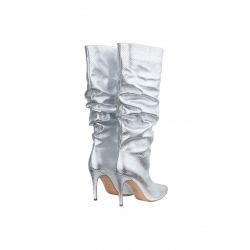Silver creased leather boots Ginissima