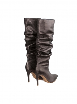 Dark grey creased leather boots Ginissima