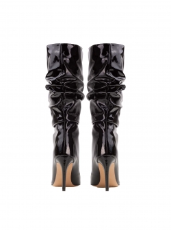 Black lacquered creased leather boots Ginissima