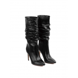 Black creased leather boots Ginissima