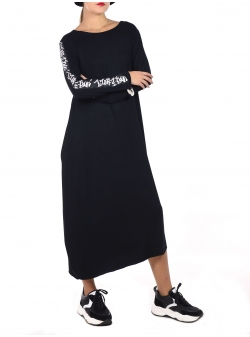 Black maxi dress with print Una-i Luna