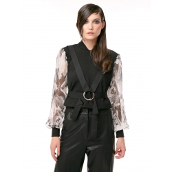 Black puff sleeves blouse Larisa Dragna