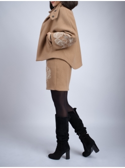 Beige wool jacket with embroidery Mirelle Ivana