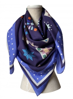 Wool scarf Povestea albastra a fulgilor de nea Rozmarin Concept
