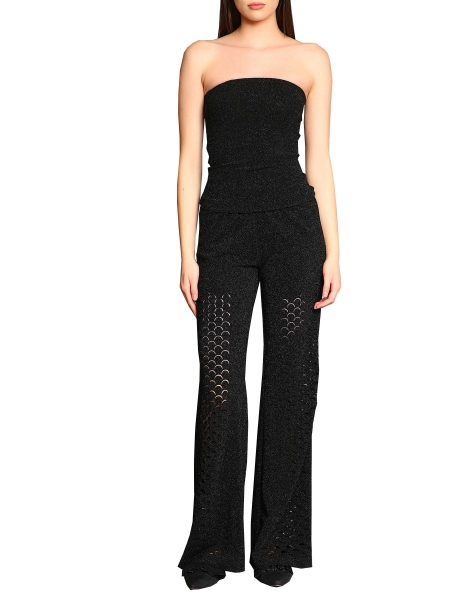 Black metallic laser cut pants Silvia Serban