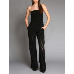 Black metallic laser cut pants Silvia Serban