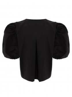 Black cotton top with puff sleeves Iheart