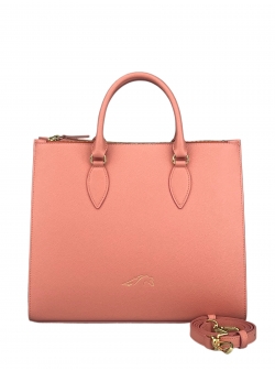 Pink genuine leather bag Seline L Salmon Caresta