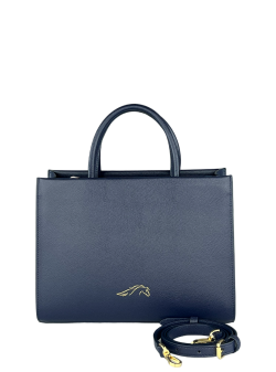 Blue leather bag Ava M Navy Caresta