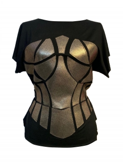 Black t-shirt with corset panels Edita Lupea