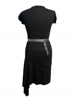 Tricou negru lung cu terminatie asimetrica Edita Lupea