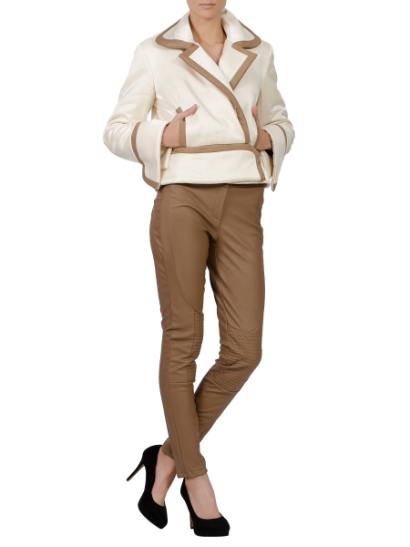 Pantaloni maro din piele sintetica Florentina Giol
