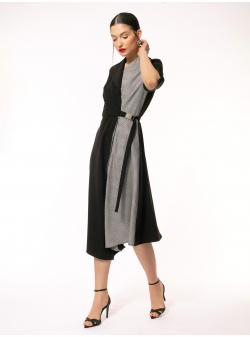 Black dress with checkered insertion Larisa Dragna