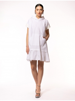 White cotton dress with hood Larisa Dragna