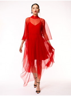 Red tulle dress Larisa Dragna