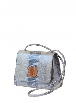 Geanta crossbody din piele Mahogany Blue Gray Yves Anais