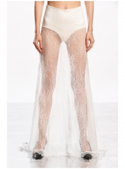 White maxi lace skirt Chic Utility