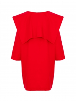 Rochie rosie cu guler patrat Veron