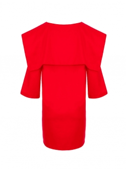 Rochie rosie cu guler marinar Veron