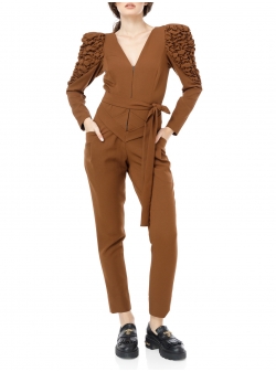 Brown jumpsuit with oversized shoulders Florentina Giol