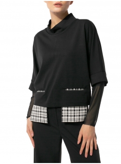 Black blouse with contrasting pockets Larisa Dragna