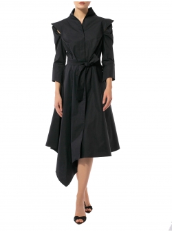 Rochie neagra cu guler kimono Larisa Dragna